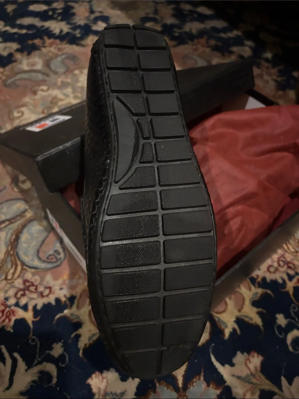 Black Woven Leather Slip-On Loafers with Gold Bit